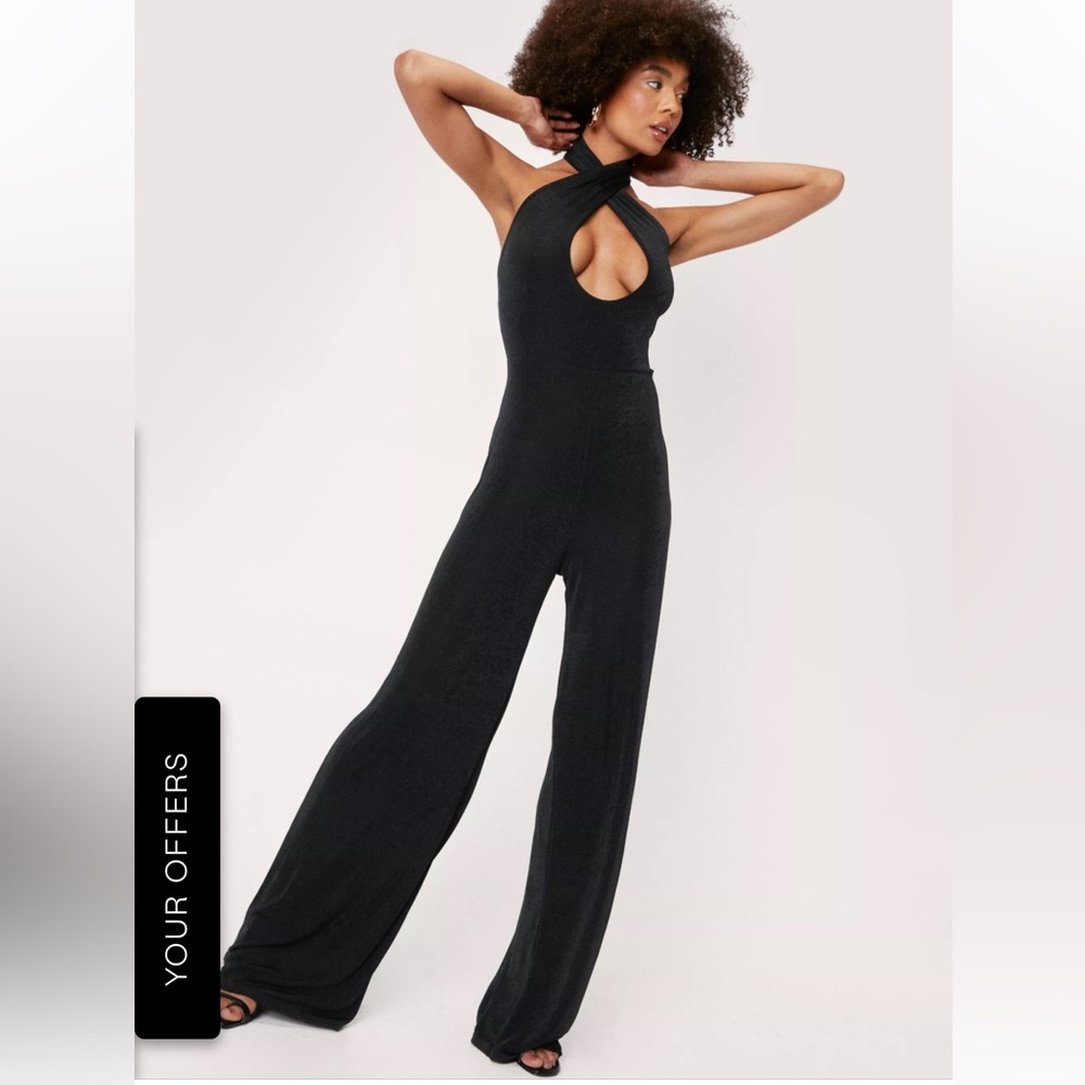 Nasty Gal Black Halter Jumpsuit with Keyhole Cutout